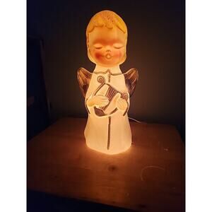 Vintage Small Blow Mold Angel 13” Blonde Hair Christmas Tabletop Choir Girl